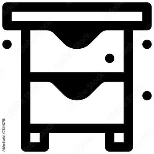 Apiary. Outlined stroke vector icon with black-filled details.