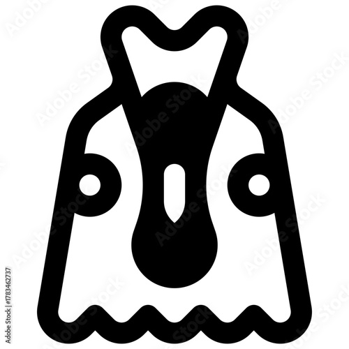 Chicken. Outlined stroke vector icon with black-filled details.