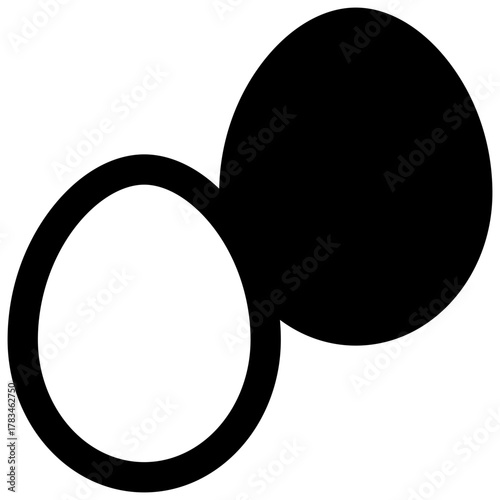 Eggs. Outlined stroke vector icon with black-filled details.