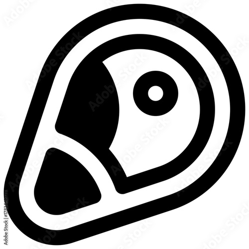 Meat. Outlined stroke vector icon with black-filled details.