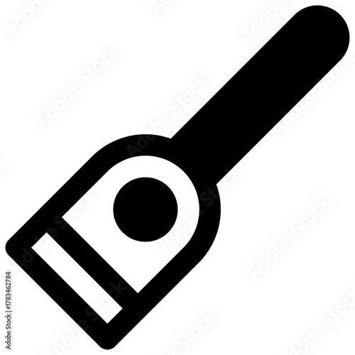 Hoe. Outlined stroke vector icon with black-filled details.