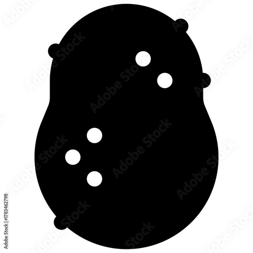 Potato. Outlined stroke vector icon with black-filled details.