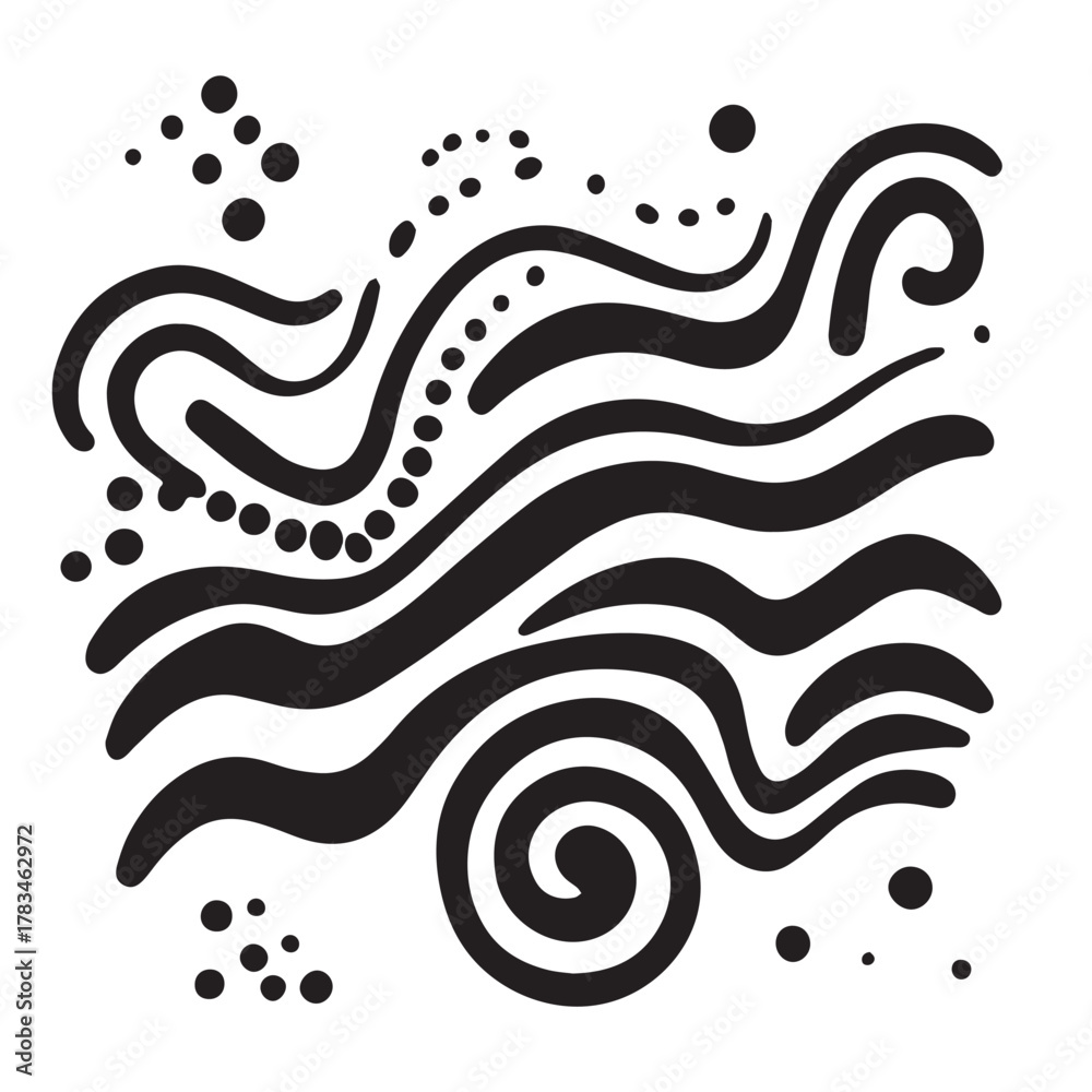 Fototapeta premium Abstract Black and White Wavy Lines and Dots Vector Illustration Background for Modern Design Prints Posters Social Media Graphics Banners and Website Decoration