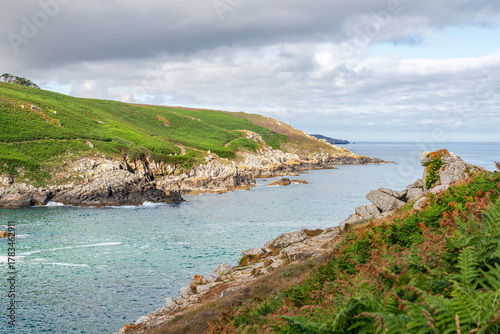 View of the cliffs around Pointe du Millier, in Finistère, Brittany, France.