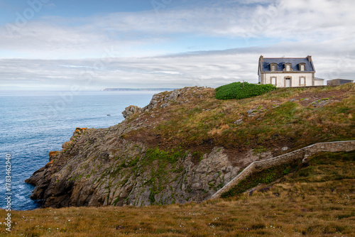The Pointe du Millier Lighthouse (Maison Phare), near the village of Beuzec-Cap-Sizun, in Finistère, Brittany, France.