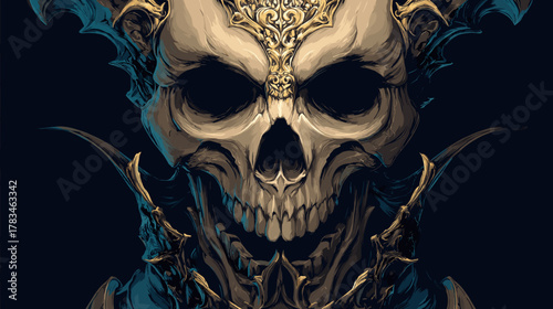 Skeletal Warrior Vector Illustration. Game Illustration Idea