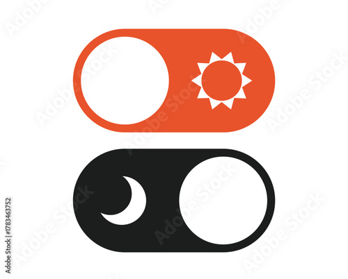 Day Night Mode Switcher Off Switch Element Mobile App Web Design Animation Light Dark Vector