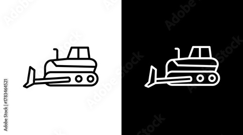 Bulldozer  White Icon Set Design