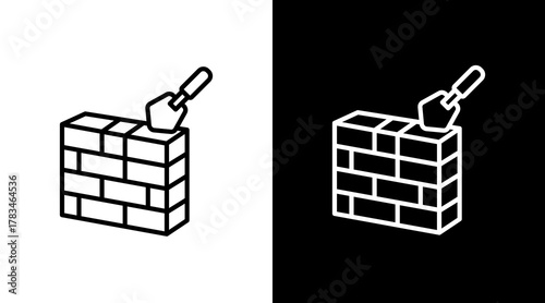 Brick Wall  White Icon Set Design