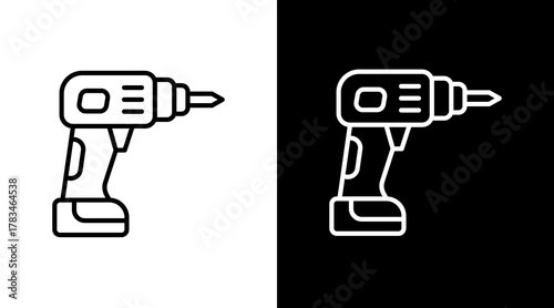Drill  White Icon Set Design