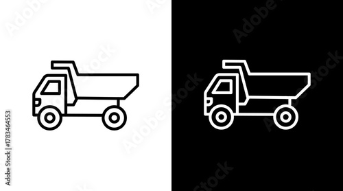 Dump Truck  White Icon Set Design