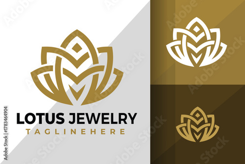 Letter M Lotus Jewelry Logo Icon Vector Design Illustration