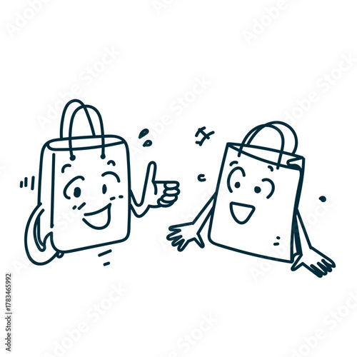 cute shopping bag character  cartoon doodle