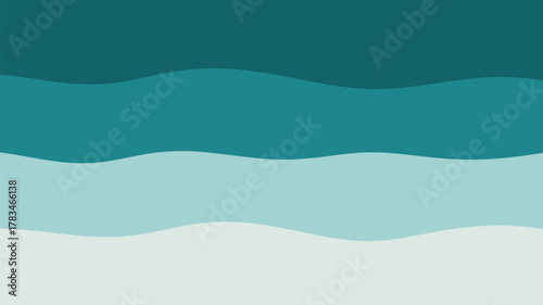 An abstract background featuring horizontal wavy lines in shades of teal and light blue and white hues
