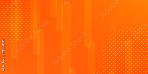 Bright orange abstract background with gradient lines and halftone dots. Perfect for modern design, banners, and creative templates.