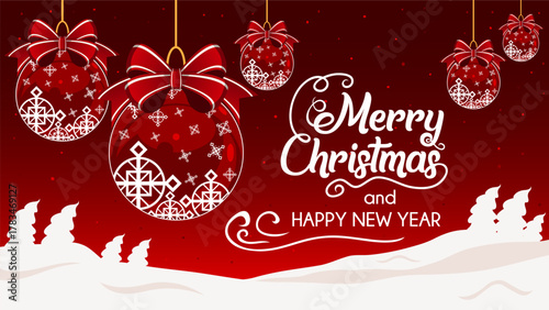 Merry Christmas and Happy New Year's Celebration vector illustration greetings 