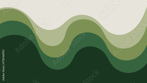 Abstract green waves layered design with lighter shades on top and darker shades on the bottom area