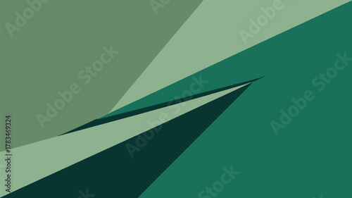Abstract design featuring various shades of green with overlapping geometric shapes and angled lines