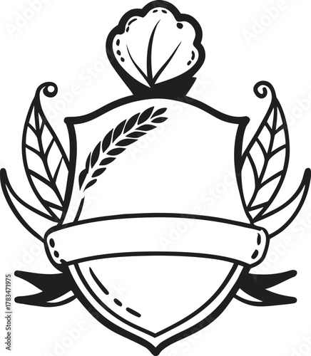 Vintage woodcut style pumpkin with decorative leaves and tendrils