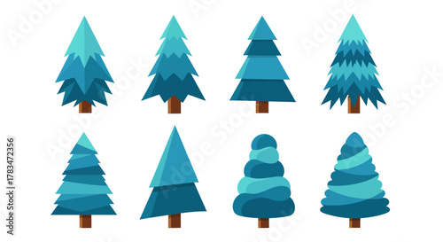 Collection of Evergreen Trees in Various Styles and Shapes