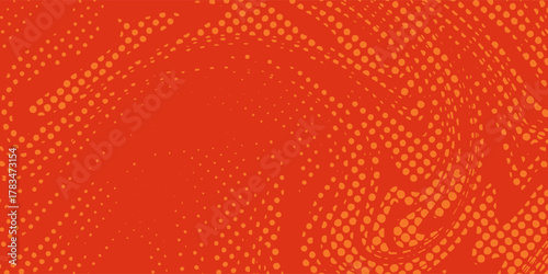 Dots halftone orange color pattern gradient texture with technology digital background. Dots pop art comics with summer background.