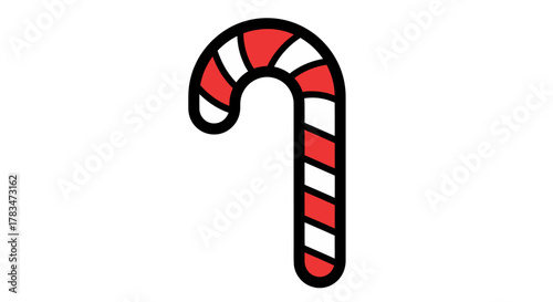 Candy cane illustration isolated on white background, festive Christmas holiday treat