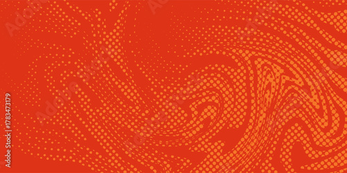 Dots halftone orange color pattern gradient texture with technology digital background. Dots pop art comics with summer background.