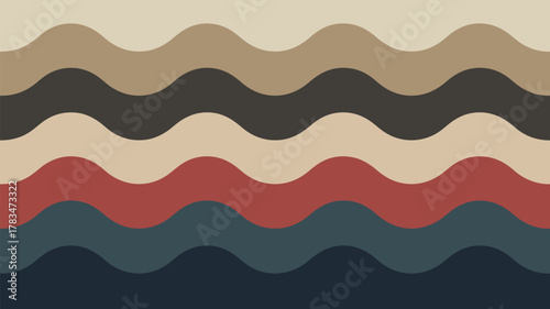 A visual representation of multiple horizontal wavy lines in varying shades of brown, red, and blue