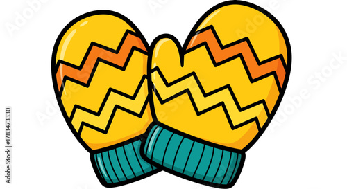 Yellow and Teal Chevron Pattern Mittens for Warmth and Winter Fashion