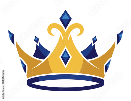 Golden crown with blue gems, a symbol of royalty, power, and leadership in design