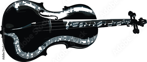 Antique Violin Silhouette with Etched Melody – Musical Mystery in Black & White
