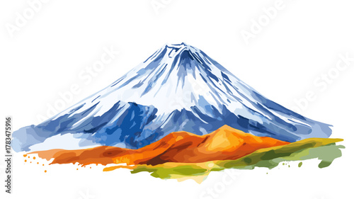 Chimborazo Volcano. Chimborazo Volcano hand drawn watercolor illustration
