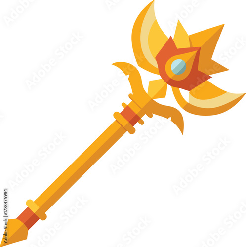 Durga trident and lotus vector flat icon with clean balanced color design