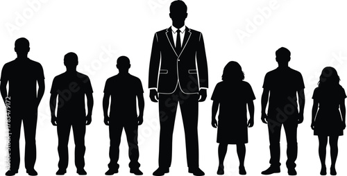 Authority and Youth Silhouettes – Adult with Children in Standing Formation