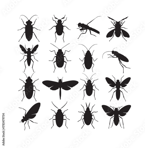 All kinds of river side black silhouette vector .