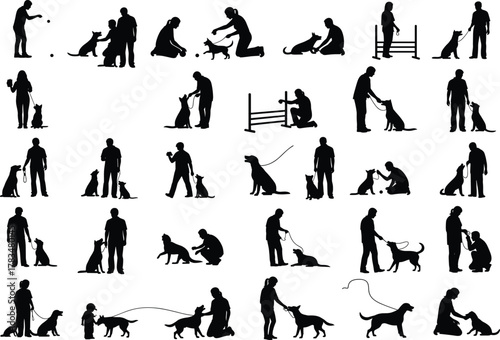 Dog Training and Companionship Silhouettes – 30 Scenes of Interaction and Agility