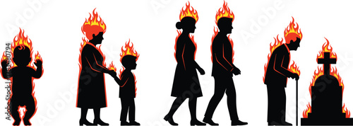 Flame-Lit Life Cycle Silhouettes – From Infancy to Death in Symbolic Stages