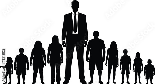 Generational Silhouette Line – Human Growth from Childhood to Adulthood