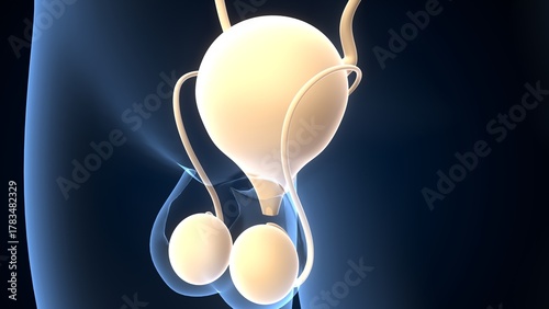 Human testies anatomy. 3d illustrations