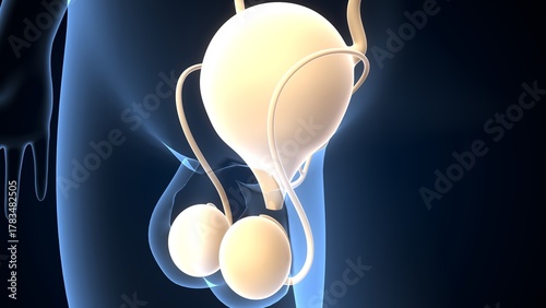 Human testies anatomy. 3d illustrations