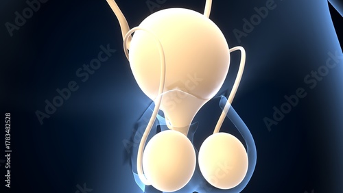 Human testies anatomy. 3d illustrations