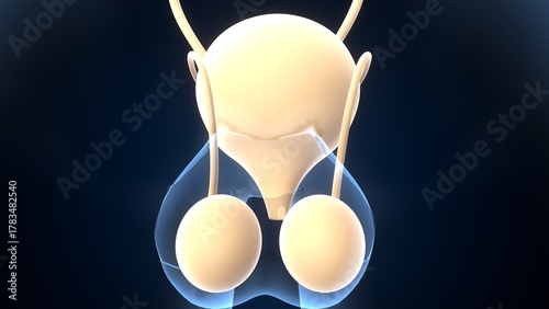 Human testies anatomy. 3d illustrations