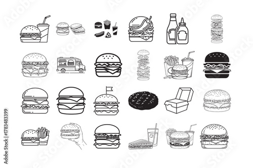   24 Set of Hamburger Line Art Icons