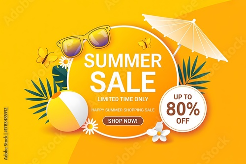 Summer sale discount promotional banner