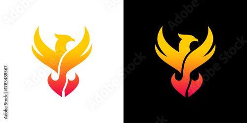 phoenix logo. fire bird logo simple. modern gradient rising phoenix logo design. Firebird, flame fire wing vector icon