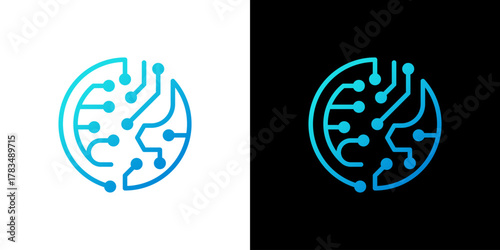 globe circuit logo, earth technology, digital technology network, global solution, logo design template.