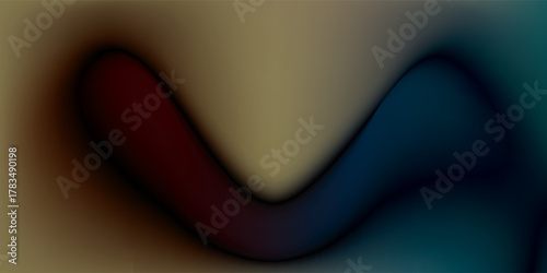 Abstract flowing wave of deep red and teal colors.