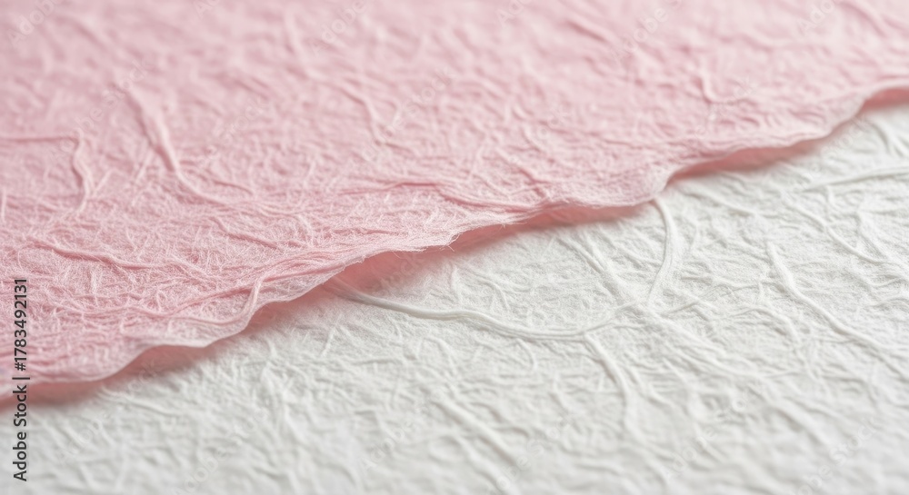 Obraz premium Close-up of Pink and White Textured Paper. Ai generation