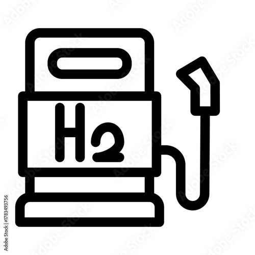 Hydrogen Fuel Refueling Station Outline Icon