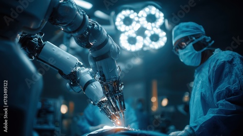 Medical Robot Performing Procedure with Doctor in Surgical Room